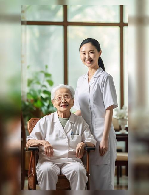 养老服务陪护陪护人员看着镜头照顾医疗